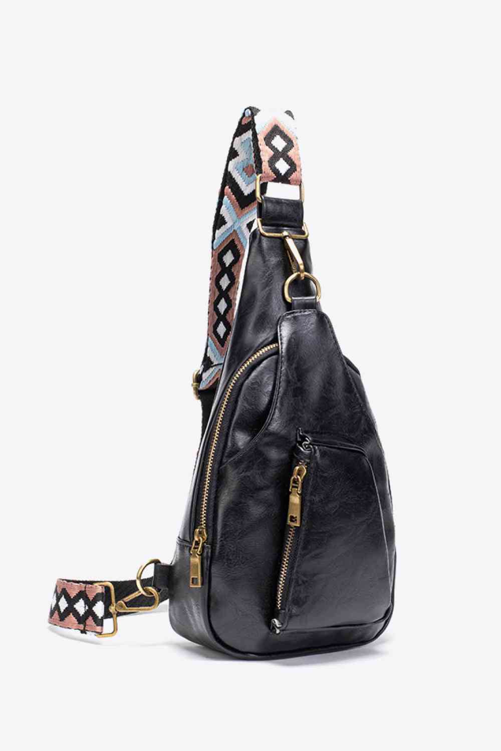 Ally Sling Bag – Adjustable Woven Strap Crossbody Bag with Multiple Pockets for Daily Use