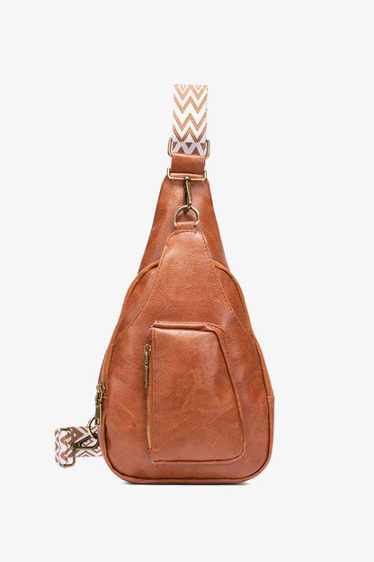 Ally Sling Bag – Adjustable Woven Strap Crossbody Bag with Multiple Pockets for Daily Use