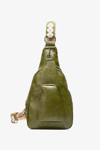 Ally Sling Bag – Adjustable Woven Strap Crossbody Bag with Multiple Pockets for Daily Use