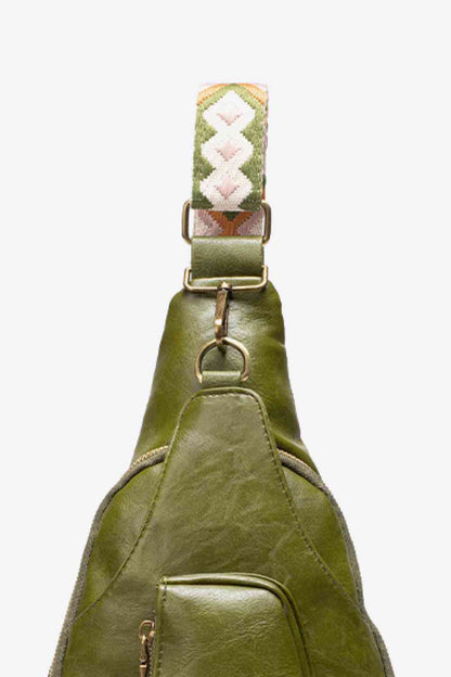 Ally Sling Bag – Adjustable Woven Strap Crossbody Bag with Multiple Pockets for Daily Use