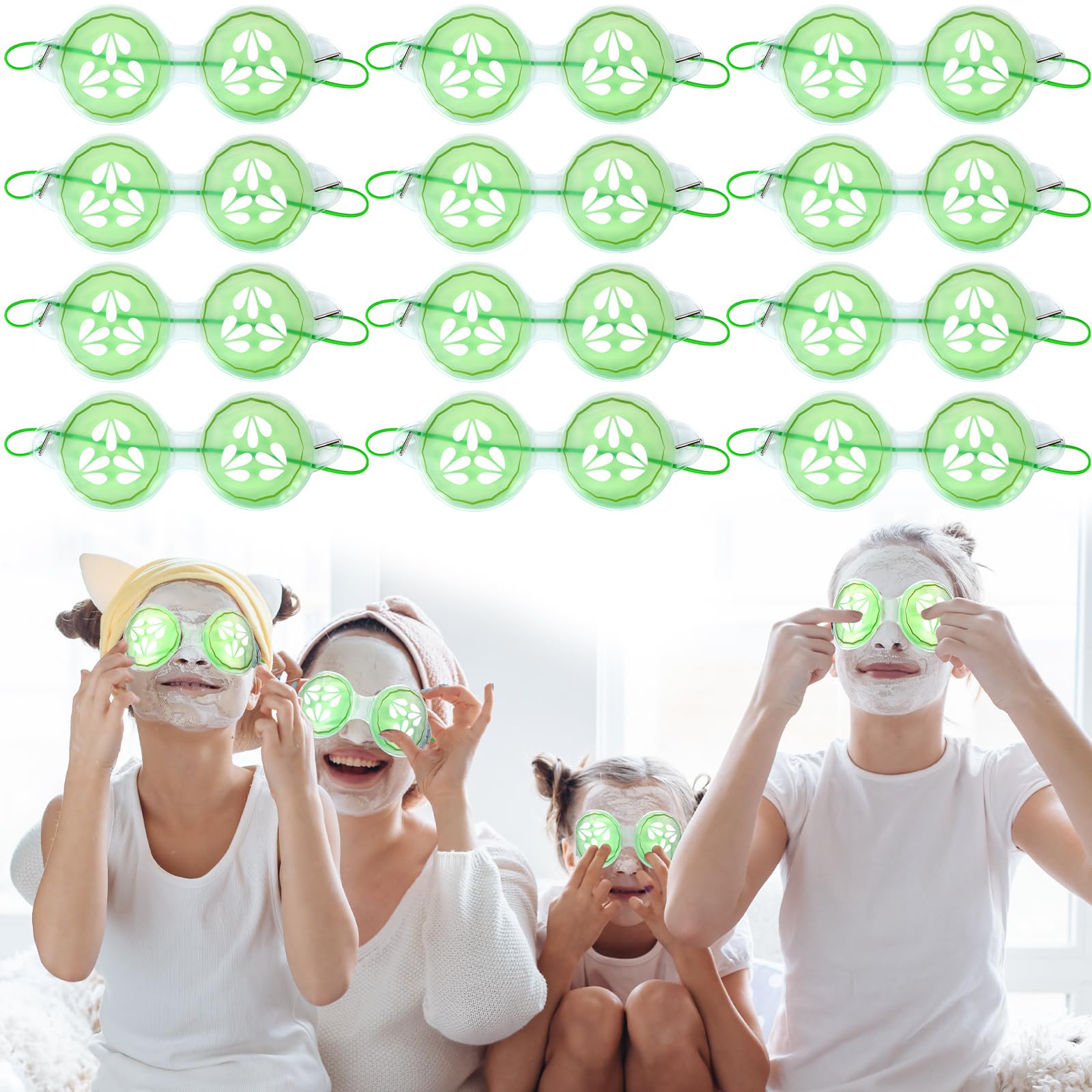 Skicuff 12-Pack Cucumber Gel Eye Masks – Cooling &amp; Heating Eye Pads for Spa, Slumber Party &amp; Self-Care