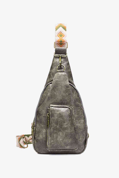 Ally Sling Bag – Adjustable Woven Strap Crossbody Bag with Multiple Pockets for Daily Use