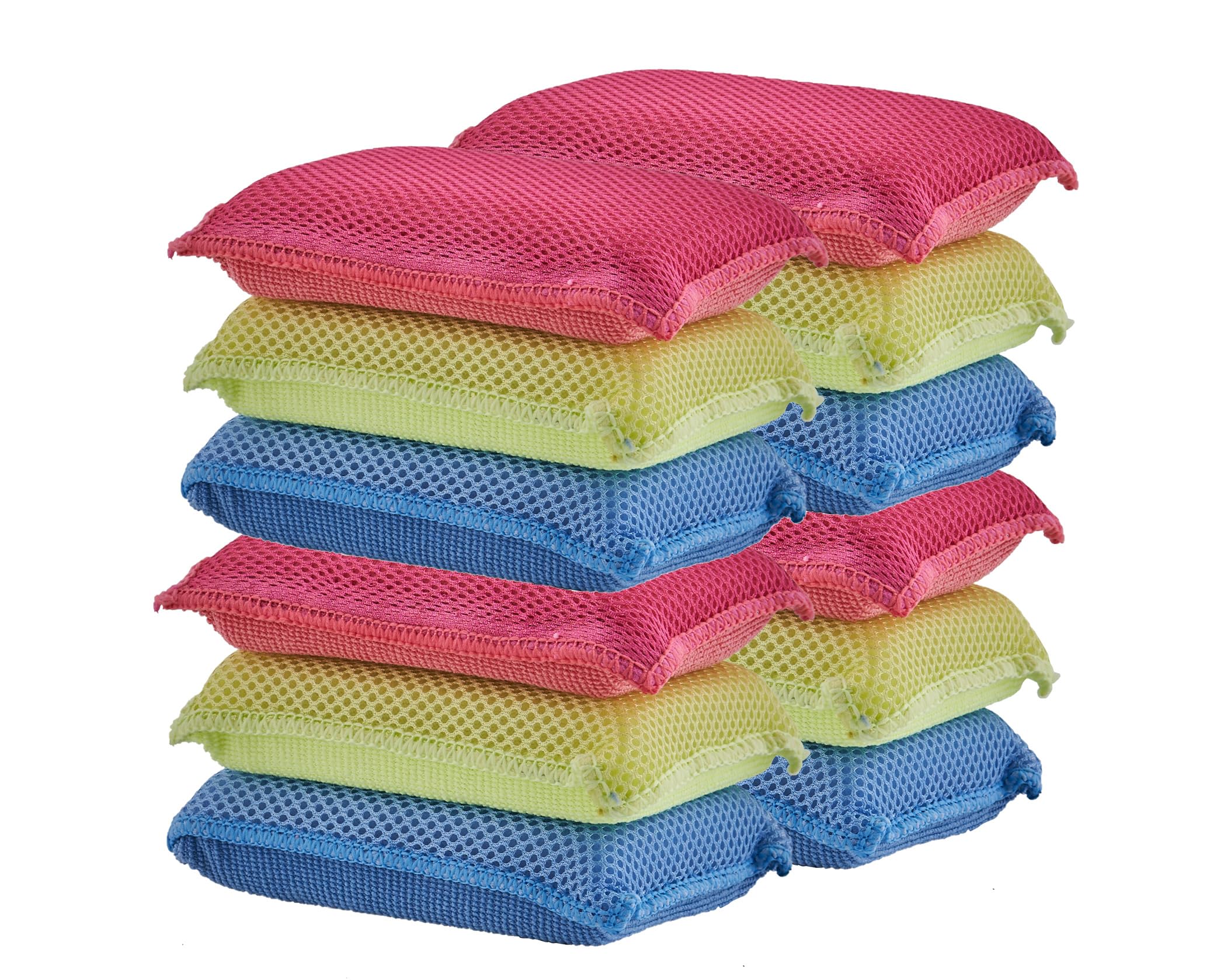 Microfiber Dish Sponge 12-Pack – Ultra-Absorbent Quick-Dry Cleaning Sponges for Kitchen &amp; Household Use