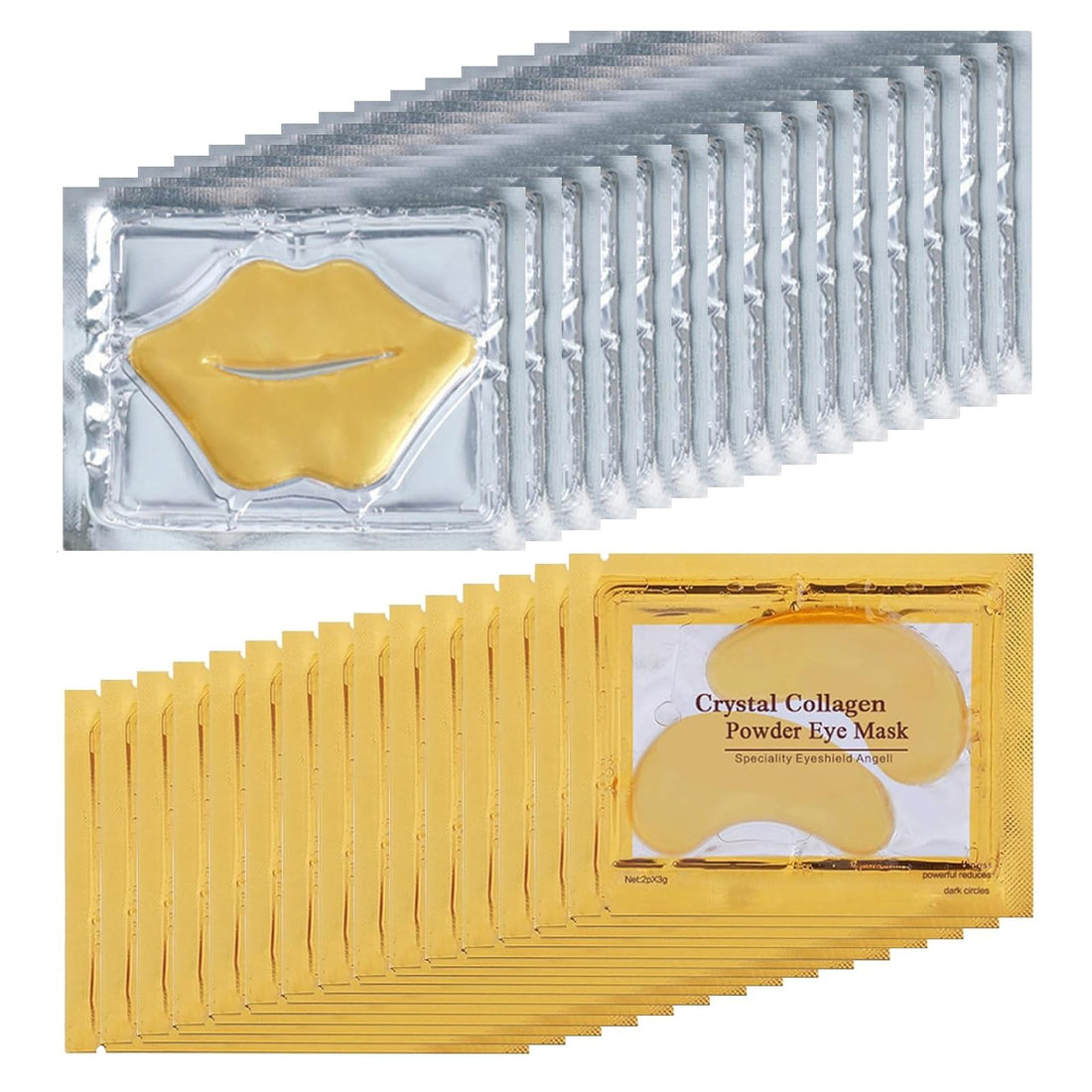 Flanoid 30-Pair Collagen Eye &amp; Lip Mask Set – 24K Gold Under Eye Patches for Dark Circles &amp; Lip Moisturiser