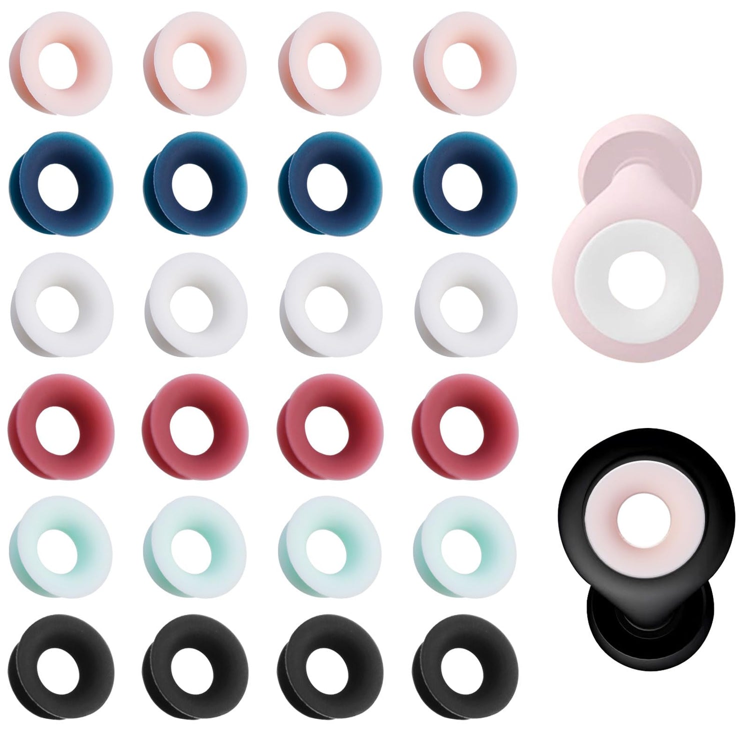 24-Pack Silicone Mute Earbud Accessories – Extra 5dB Noise Reduction Earplug Tips for Travel, Office &amp; Library