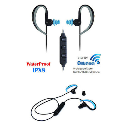 Waterproof Bluetooth Headphones with Swimmers Earplugs – Wireless Earbuds for Swimming, Running &amp; Water Sports