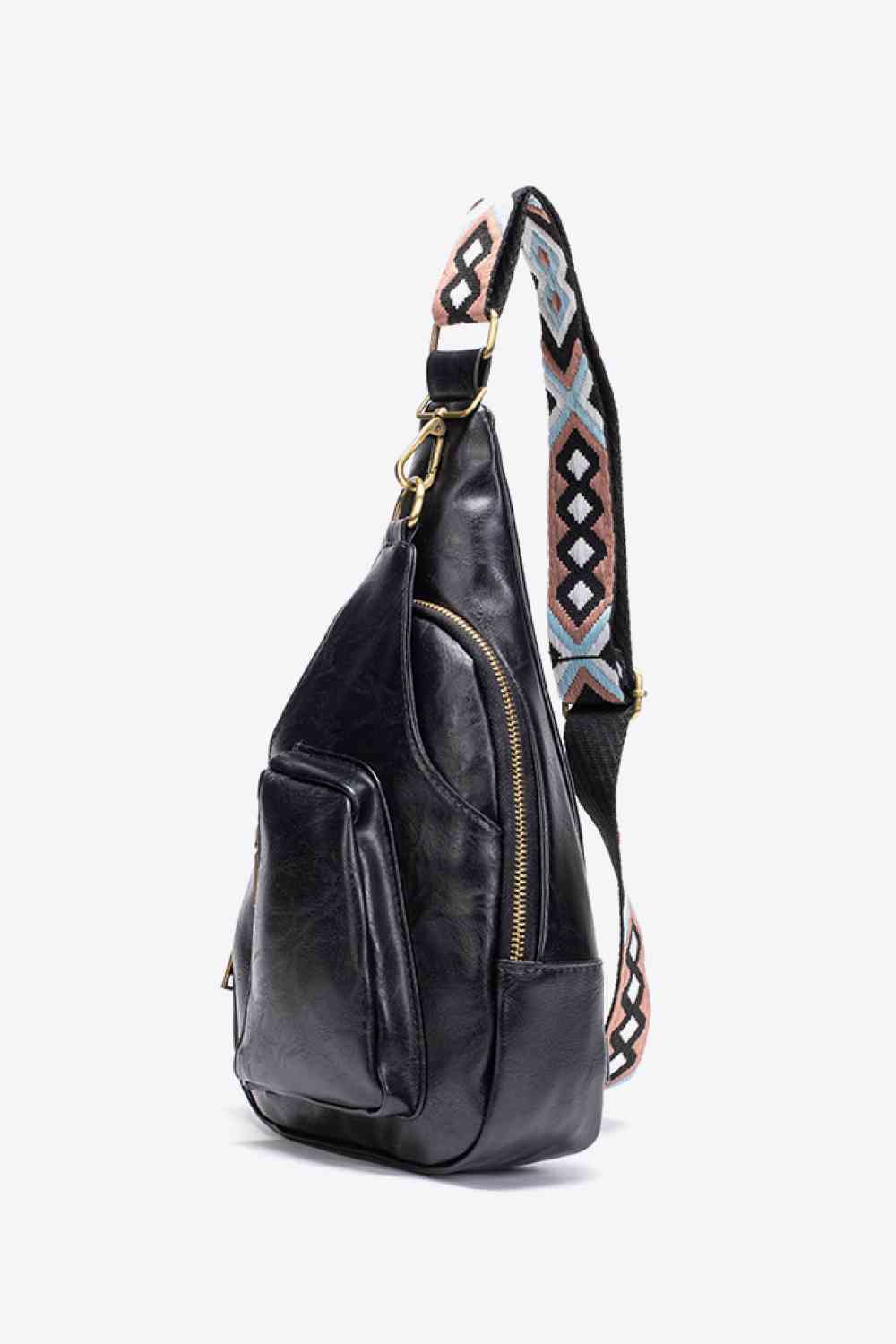 Ally Sling Bag – Adjustable Woven Strap Crossbody Bag with Multiple Pockets for Daily Use