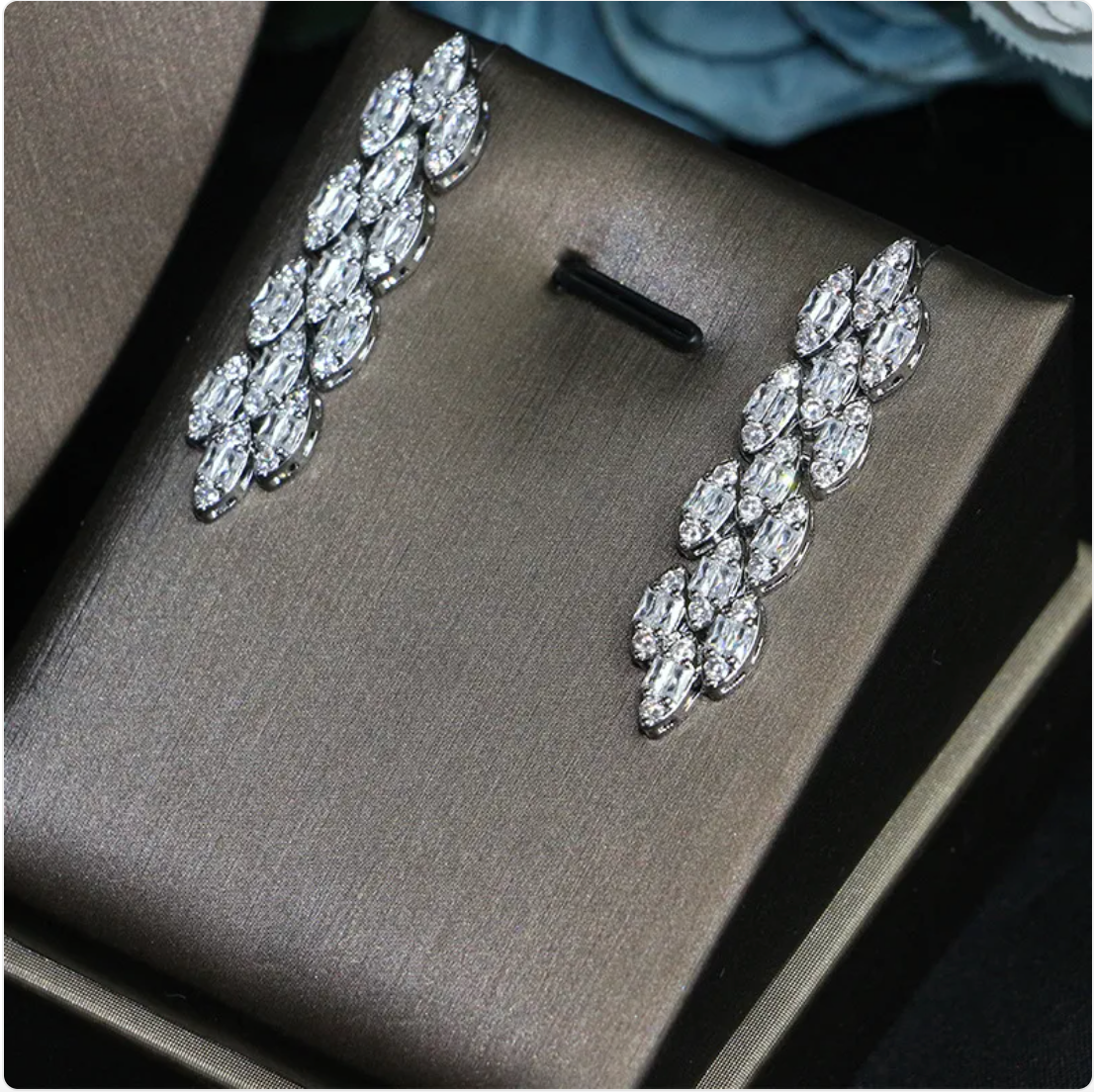 Elegant Floral Wedding Jewelry Set – Silver Copper Necklace, Ring, Earrings &amp; Bracelet for Women