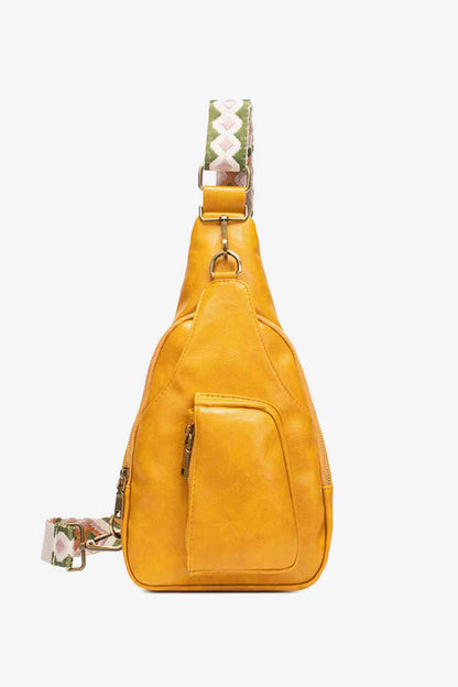 Ally Sling Bag – Adjustable Woven Strap Crossbody Bag with Multiple Pockets for Daily Use