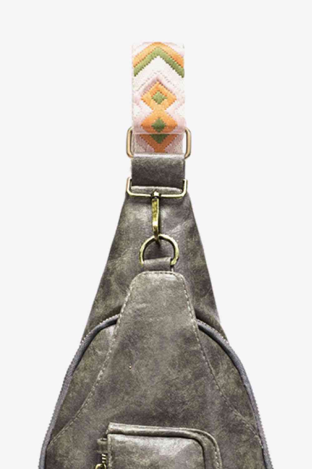 Ally Sling Bag – Adjustable Woven Strap Crossbody Bag with Multiple Pockets for Daily Use